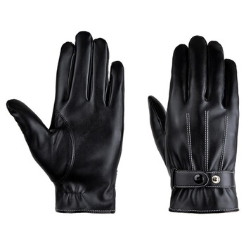 安美尚（ams） 加绒保暖皮手套防寒手套冬季男士防寒加厚pu皮手套定做 2双