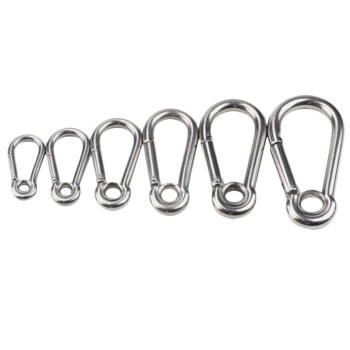 中部工品 钢丝绳保险弹簧扣 不锈钢带圈弹簧扣 登山扣 一个价 M8