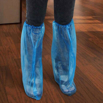 安美尚（ams) 一次性鞋套蓝色PE鞋套长筒鞋套36*70 定做 100双