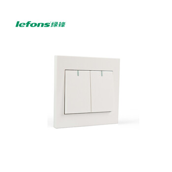 绿锋 lefons 照明开关V1012Y双联单控开关（夜光）86型 双开单控照明开关 白色 暗装