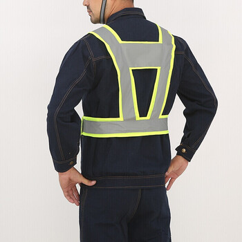 旷尔 安全警示反光背带 交通反光马甲 V型夜间反光背心 弹力反光衣【高亮荧光黄】