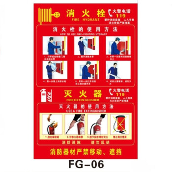 亿箬 YM-896（消火栓40*60cm）室内PVC消火栓灭火器使用方法安全标识牌 消防栓箱提示标识贴纸FG-05