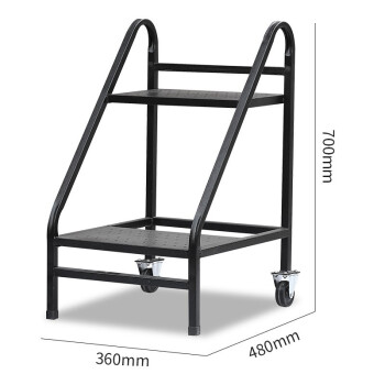 越越尚  图书馆书梯  2层黑色  档案室文件移动小推车登高梯多功能工具车  YYS-ST-2B
