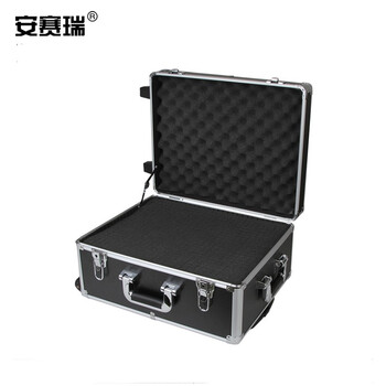 安赛瑞 便携滑轮拉杆工具箱五金维修箱仪器设备箱 模型收纳箱运输箱 60×42×26cm  黑色配填充棉 28510