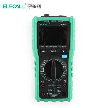 伊莱科(ELECALL)数显万用表数字背光防烧数字万用表高精度多功能电表万能表 绿色 EM51（环境温湿度检测）