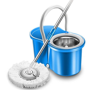 劳保佳 拖把 厂家直销双驱动旋转手压礼品拖把 墩布桶好神拖 拖把桶 蓝色 金属篮+普通杆+塑料盘