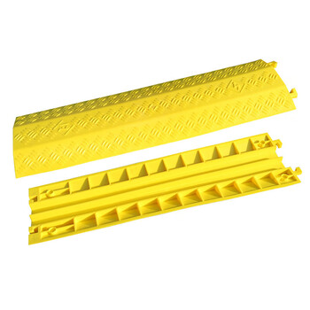 者也 橡胶线线槽减速带橡胶PVC电缆保护槽压线板室内外地面线槽板橡胶盖线板不带螺丝小线槽1000*130*20mm