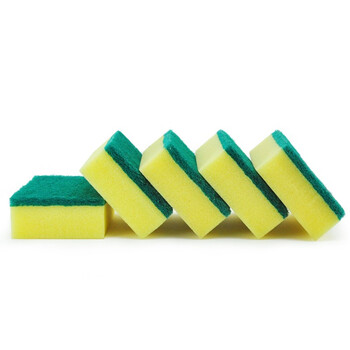 益美得 QJK005 含砂百洁布海绵清洁块清洁擦拭洗碗抹布 双面海绵（5块装）