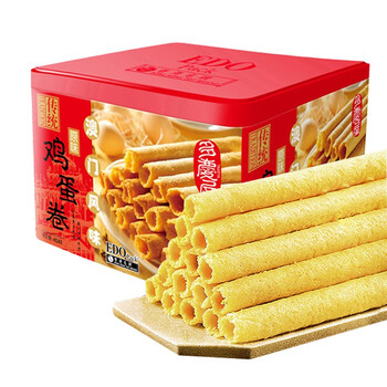 EDO Pack澳门风味手工传统鸡蛋卷礼盒原味454g 休闲零食饼干 广东特产下午茶糕点