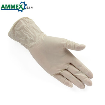 爱马斯（AMMEX）【TLFGWC】一次性乳胶手套无粉耐酸碱通用型检查手套 定做100只1盒 乳白色 M码