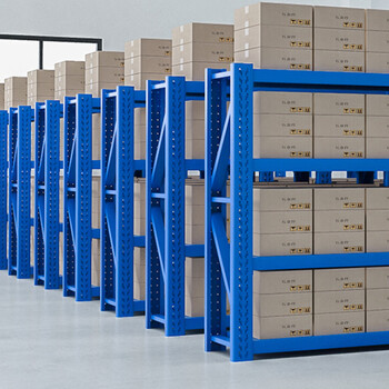 时通货架仓储货架置物架多层货架展示架金属货架超市钢制储物架重型300KG蓝色2000*600*2000mm四层主架