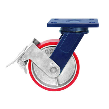 海斯迪克 HKT-12 超重型轮子 PU轮手推车轻音脚轮 定向轮5*2寸(载重600KG)