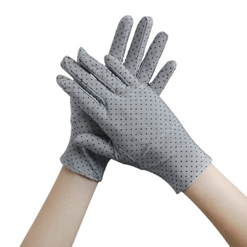 大杨191满天星可触屏女士礼仪手套 薄高弹不掉毛 灰色10双 接待礼宾无尘氨纶手套 定制