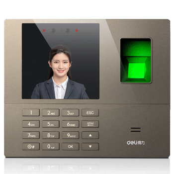 得力(deli)考勤机 人脸+指纹识别打卡机 真人语音 无接触打卡考勤机 免软件安装 自动生成报表33800