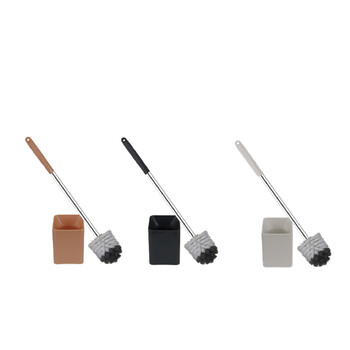 亿丽佳 圆头带方形底座钢杆清洁刷洁厕刷马桶刷（不锈钢杆 颜色随机） 10件/组