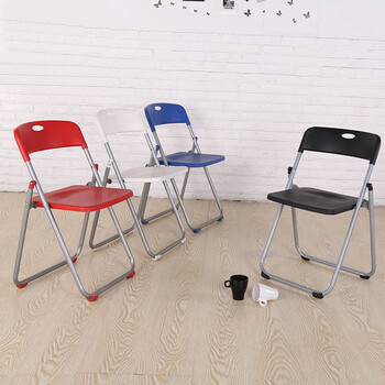 时通工厂车间塑料折叠椅 简约新闻洽谈椅 户外培训学生椅子办公椅黑色