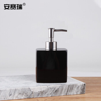 安赛瑞 酒店乳液分装瓶 按压式洗发水沐浴露树脂卫生间皂液器 400ml 亮黑 710483
