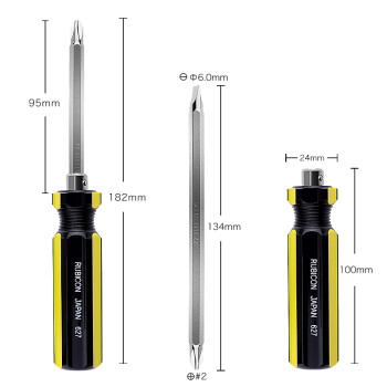 罗宾汉（RUBICON）进口两用强磁螺丝刀627多功能双头螺丝批 长杆 6.0X70mm PH2
