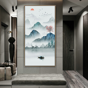 慕言muyan新中式玄关装饰画晶瓷画抽象山水画简约现代沙发背景墙画