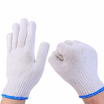 线元素(XYS)劳保手套防滑耐磨工地搬运维修纯白棉纱加厚毛棉纺劳保工作手套起订量36双企业定制