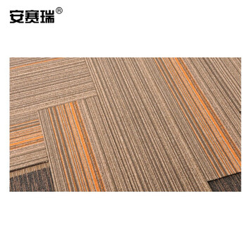 安赛瑞 办公室拼接地垫 商用写字楼酒店长条防滑地毯 25×100cm PVC拼接地垫 咖色条纹 710497
