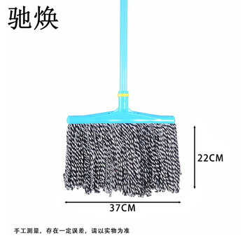 驰焕 清洁环卫塑料头棉线拖把水拖墩布商用吸水拖把酒店餐厅拖把 蓝色塑料头拖把 小号
