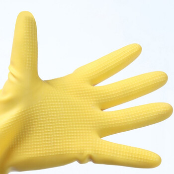 恒立109乳胶手套 XL加大码5双 加厚耐酸碱洗碗洗衣橡胶防水工业牛筋胶皮手套 定制