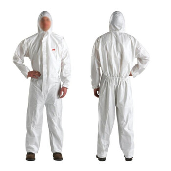 3M 4510 一次性防护服白色带帽连体防护服防化防尘服化学隔离服防护颗粒物及液体喷溅 1件装 XL