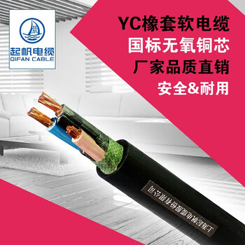 起帆（QIFAN）电缆 YC5*6平方重型橡套软线（按需生产）黑色 10米 100米起售