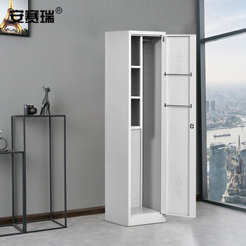 安赛瑞 清洁柜 单门卫生柜 钢制拖把扫帚柜 铁皮带锁保洁工具杂物收纳柜 单门款700488