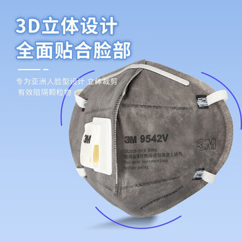 3M 头戴式KN95呼吸阀防雾霾PM2.5颗粒物防异味防喷漆工业粉尘口罩 9542V头戴式20只（一盒装）