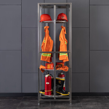 贺曼201不锈钢消防战斗服架可旋转救援服装衣帽架单人位高1955宽620深650