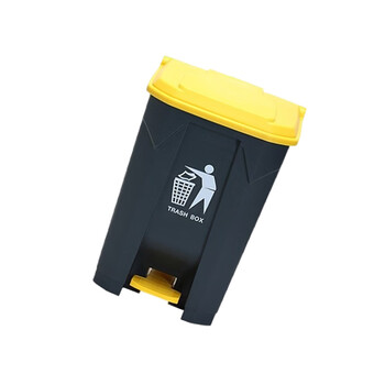 苏识 YJ-A032 68升塑料脚踏垃圾桶户外带盖创意办公商场酒店脚踩垃圾箱加厚(计价单位：个)灰桶黄盖