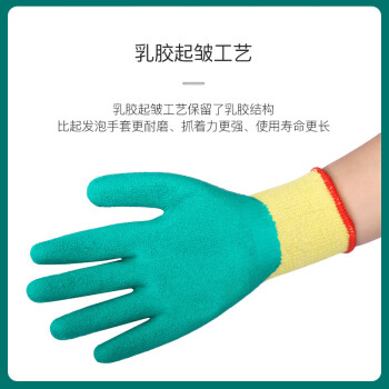 星工（XINGGONG）浸胶手套 防滑耐磨耐用掌胶棉纱线半胶劳保手套 12付XGS-J1