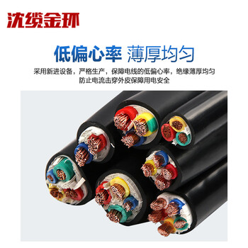 沈缆金环 ZR-RVVZ-0.6/1KV-5*4mm² 国标通信机房用阻燃软电缆 1米