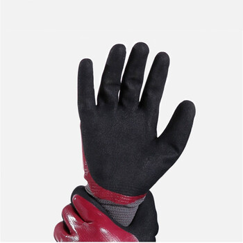 登升 159红黑握得牢丁腈磨砂涂胶手套 防滑耐磨耐油劳保手套 定做 1包（12双/包）