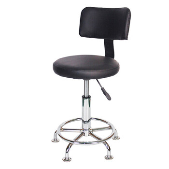 稳斯坦 员工凳 靠背脚钉款-黑色  圆凳实验室升降PU椅 工位设施  1把 WST210