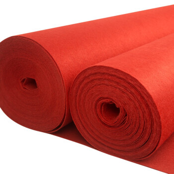 英耐特 喜庆红地毯 迎宾开业展览会婚庆用品装饰 加厚红色无纺布一次性地垫 1.5mm厚 1.2米*50米