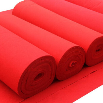英耐特 喜庆红地毯 迎宾开业展览会婚庆用品装饰 加厚红色无纺布一次性地垫 1.5mm厚 1.2米*50米