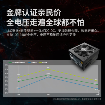 长城（Great Wall）额定550W X5金牌全模电脑电源（漏电监测/全电压/单路12V/70cm长线材）