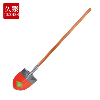 久臻 px16 防汛抗洪铁锹推雪农用带木柄园艺铁铲农具锹头锰钢尖头锹平头锹煤锹平锹 小号桔红泥锹头+木柄