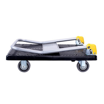 知旦手推车58*88*86cm承重600斤黑色轻音款四轮拖车塑料手推车快递小板车TC699 5寸轻音轮