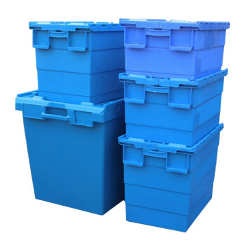 元汗K600-315斜插式物流箱600*400*315 蓝色 加厚周转箱可盖储物箱运输箱 定制