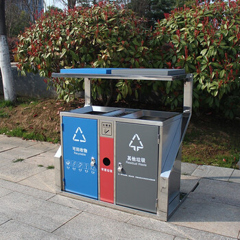 迪恩斯（DEANS）不锈钢垃圾桶户外两分类垃圾箱室外小区街道大号商用环卫果皮箱新国标 