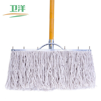 卫洋 WYS-175木杆铁头排拖 物业学校老式拖把棉线尘推木杆墩布大号 白色50cm