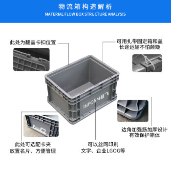 音飞INFORM 塑料周转箱\600×400×340mm灰色无盖