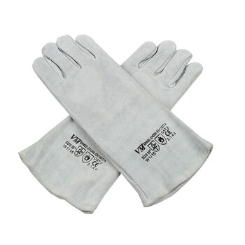君御 Exsafety  7231二层加厚电焊手套加长40cm灰色全皮防火线焊接使用劳保手套 电焊手套*12副