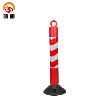 慎固 道路标志柱活动警示柱塑料警示柱隔离柱车位桩反光弹力柱路锥立柱路桩 不倒翁防撞柱 80CM【箭头款】