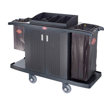 南 SFC-05 塑料客房服务车 黑色 带门 酒店客房服务车布草客房清洁车手推车宾馆工作车