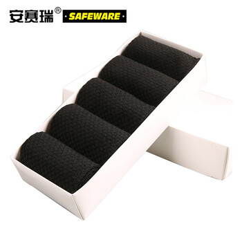 安赛瑞 竹纤维劳保耐磨中筒袜（5双装）黑色 男士均码 吸汗耐磨劳保袜子 劳保工作袜 10818